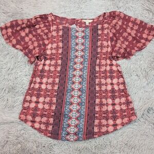 Lucky‎ Brand Shirt Womens S Blouse Pink Paisley Lightweight Casual Comfort